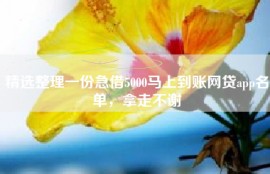 精选整理一份急借5000马上到账网贷app名单，拿走不谢
