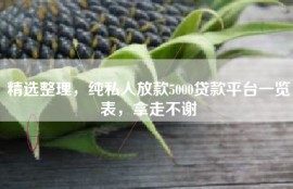 精选整理，纯私人放款5000贷款平台一览表，拿走不谢