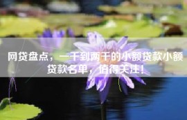 网贷盘点，一千到两千的小额贷款小额贷款名单，值得关注！