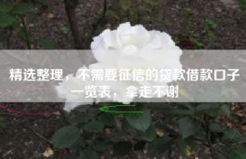 精选整理，不需要征信的贷款借款口子一览表，拿走不谢