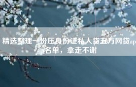 精选整理一份压身份证私人贷五万网贷app名单，拿走不谢