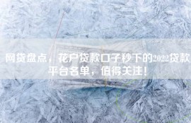 网贷盘点，花户贷款口子秒下的2022贷款平台名单，值得关注！
