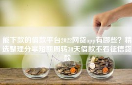 能下款的借款平台2022网贷app有哪些？精选整理分享短期周转30天借款不看征信贷款