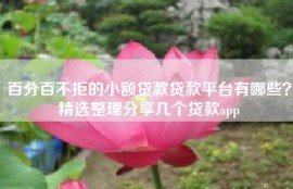 百分百不拒的小额贷款贷款平台有哪些？精选整理分享几个贷款app