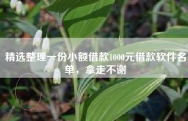精选整理一份小额借款1000元借款软件名单，拿走不谢