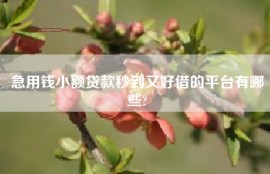急用钱小额贷款秒到又好借的平台有哪些?
