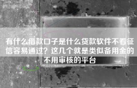 有什么借款口子是什么贷款软件不看征信容易通过？这几个就是类似备用金的不用审核的平台
