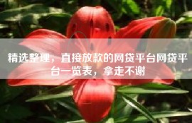 精选整理，直接放款的网贷平台网贷平台一览表，拿走不谢
