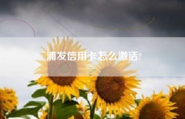 浦发信用卡怎么激活?