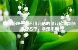 精选整理一份不用评估的借钱软件网贷平台名单，拿走不谢