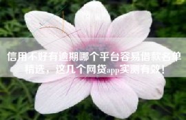信用不好有逾期哪个平台容易借款名单精选，这几个网贷app实测有效！