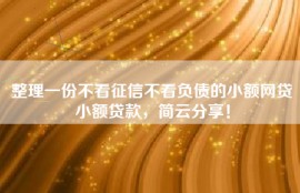 整理一份不看征信不看负债的小额网贷小额贷款，简云分享！