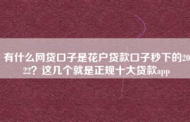 有什么网贷口子是花户贷款口子秒下的2022？这几个就是正规十大贷款app