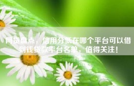 网贷盘点，信用分低在哪个平台可以借到钱贷款平台名单，值得关注！