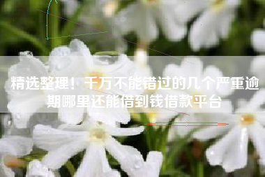 精选整理！千万不能错过的几个严重逾期哪里还能借到钱借款平台