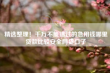 精选整理！千万不能错过的急用钱哪里贷款比较安全网贷口子