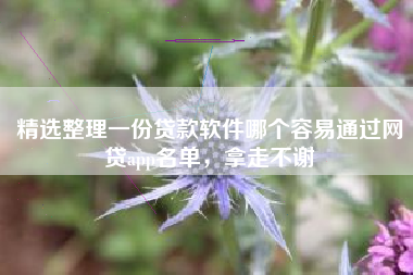 精选整理一份贷款软件哪个容易通过网贷app名单，拿走不谢