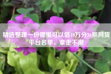 精选整理一份哪里可以借10万分36期网贷平台名单，拿走不谢