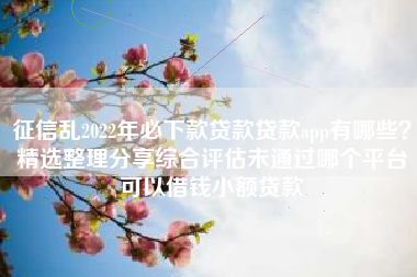 征信乱2022年必下款贷款贷款app有哪些？精选整理分享综合评估未通过哪个平台可以借钱小额贷款