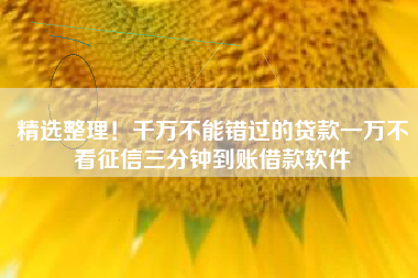 精选整理！千万不能错过的贷款一万不看征信三分钟到账借款软件