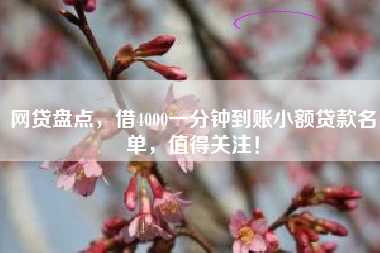 网贷盘点，借4000一分钟到账小额贷款名单，值得关注！