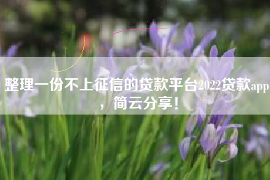 整理一份不上征信的贷款平台2022贷款app，简云分享！