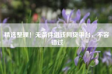 精选整理！无条件借钱网贷平台，不容错过