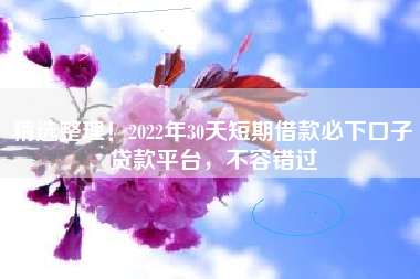 精选整理！2022年30天短期借款必下口子贷款平台，不容错过