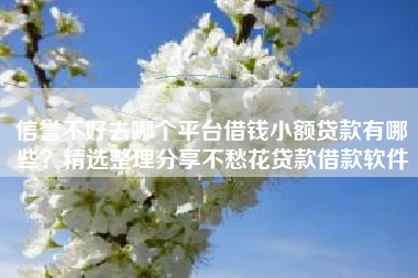 信誉不好去哪个平台借钱小额贷款有哪些？精选整理分享不愁花贷款借款软件