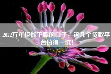 2022万年拒能下款的口子，这几个贷款平台值得一试！