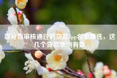 百分百审核通过的贷款app名单精选，这几个贷款亲测有效