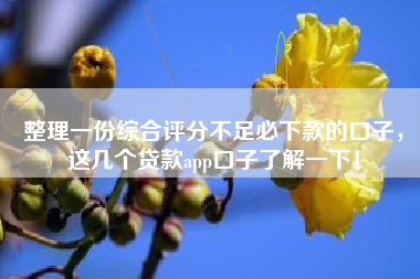 整理一份综合评分不足必下款的口子，这几个贷款app口子了解一下！