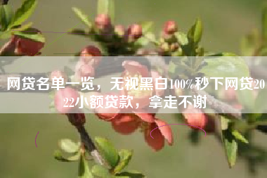 网贷名单一览，无视黑白100%秒下网贷2022小额贷款，拿走不谢