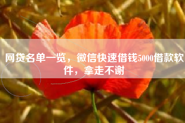 网贷名单一览，微信快速借钱5000借款软件，拿走不谢