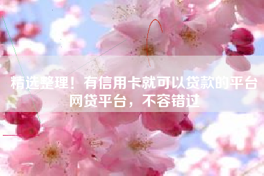 精选整理！有信用卡就可以贷款的平台网贷平台，不容错过