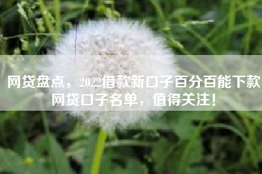 网贷盘点，2022借款新口子百分百能下款网贷口子名单，值得关注！