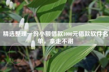 精选整理一份小额借款1000元借款软件名单，拿走不谢