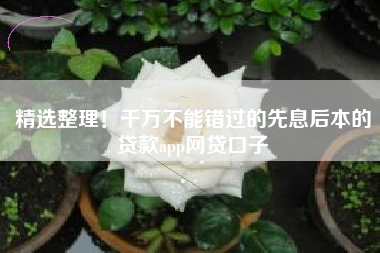 精选整理！千万不能错过的先息后本的贷款app网贷口子